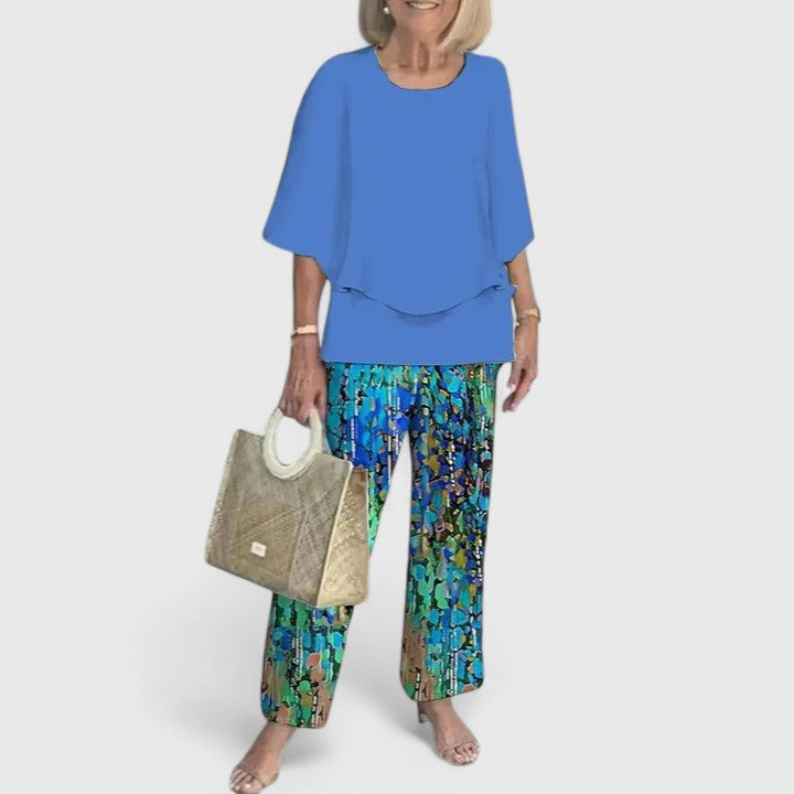 Evelyn | Women’s Layered Tunic &amp; Floral Trouser Co-Ord Set