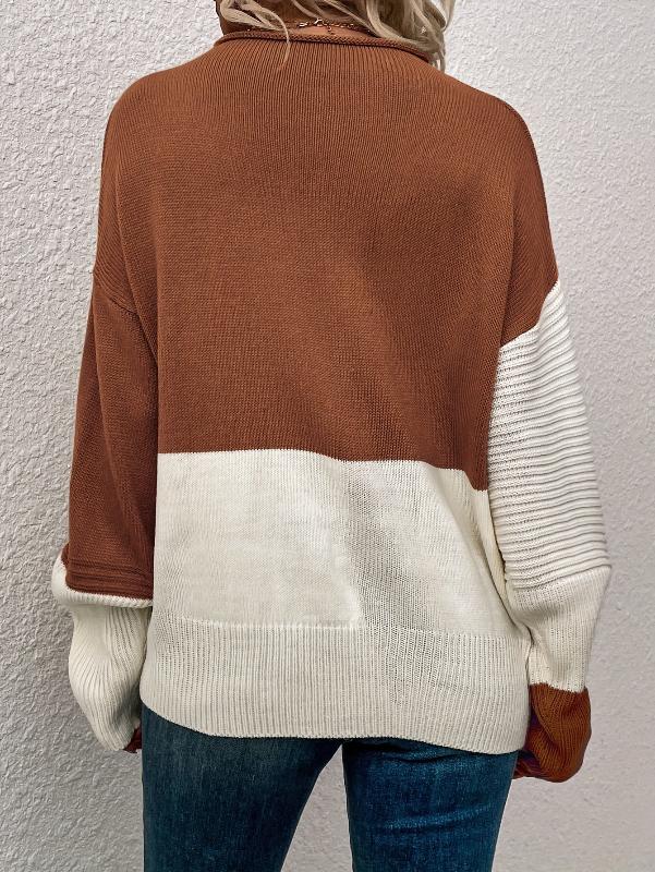 Women’s Colorblock Knit Sweater – Soft Casual Crewneck