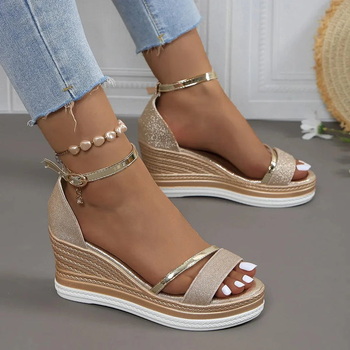 Milena | Stylish Black Platform Wedge Sandals