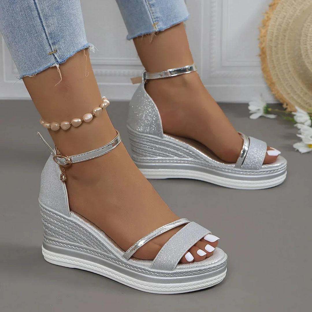 Milena | Stylish Black Platform Wedge Sandals
