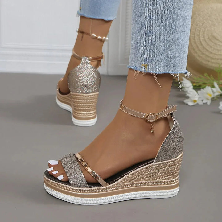 Milena | Stylish Black Platform Wedge Sandals