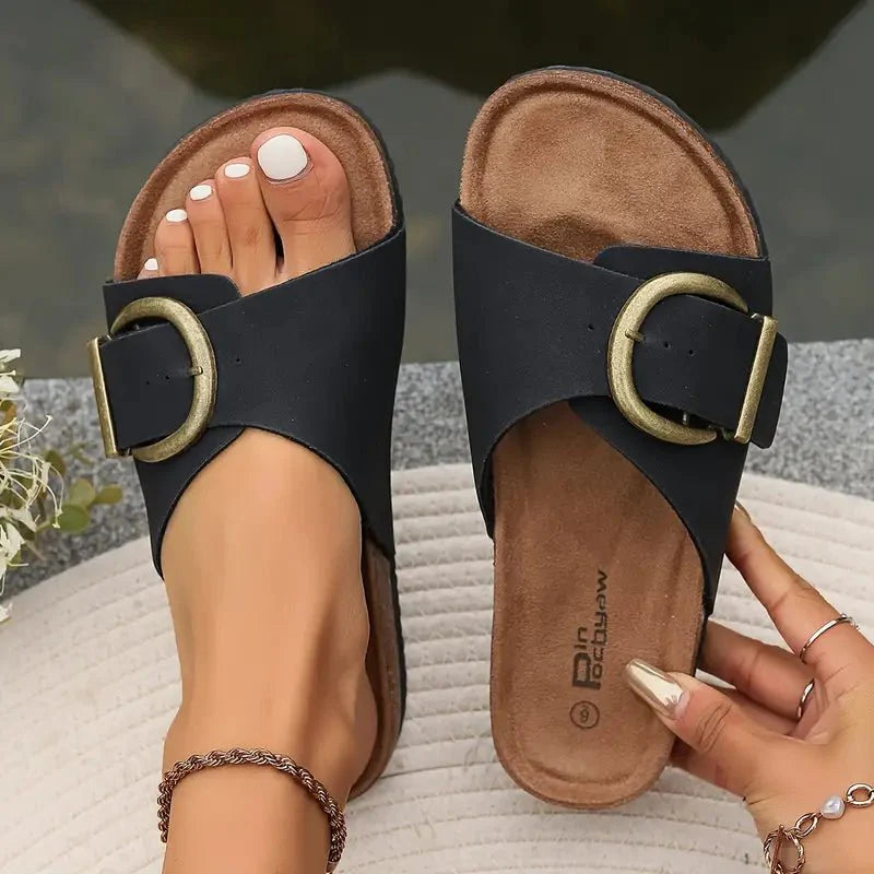 Selene | Buckled Comfort Slide Sandals