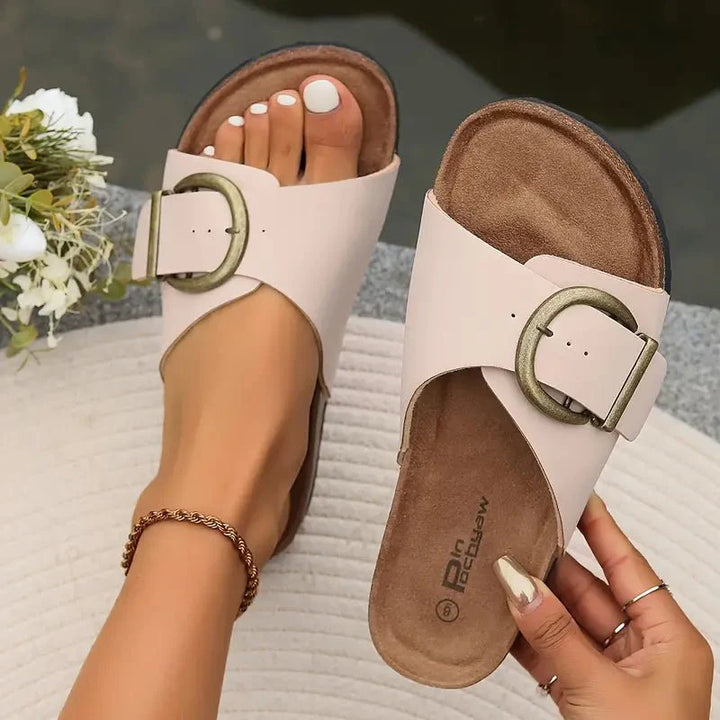 Selene | Buckled Comfort Slide Sandals