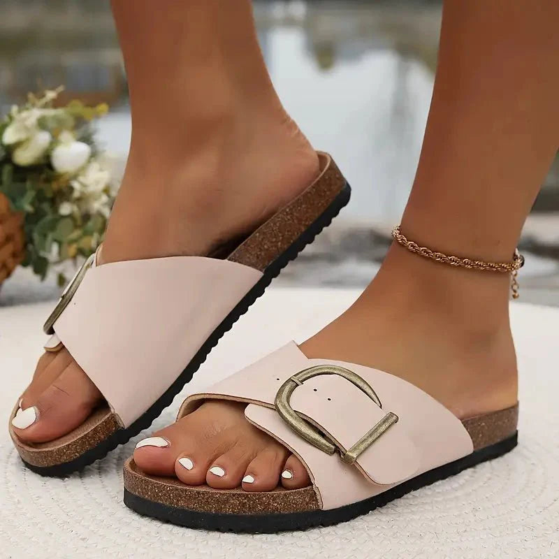 Selene | Buckled Comfort Slide Sandals