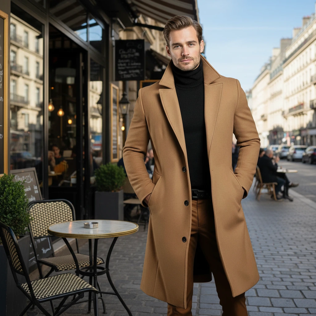 Men’s Elegant Long Tailored Winter Overcoat