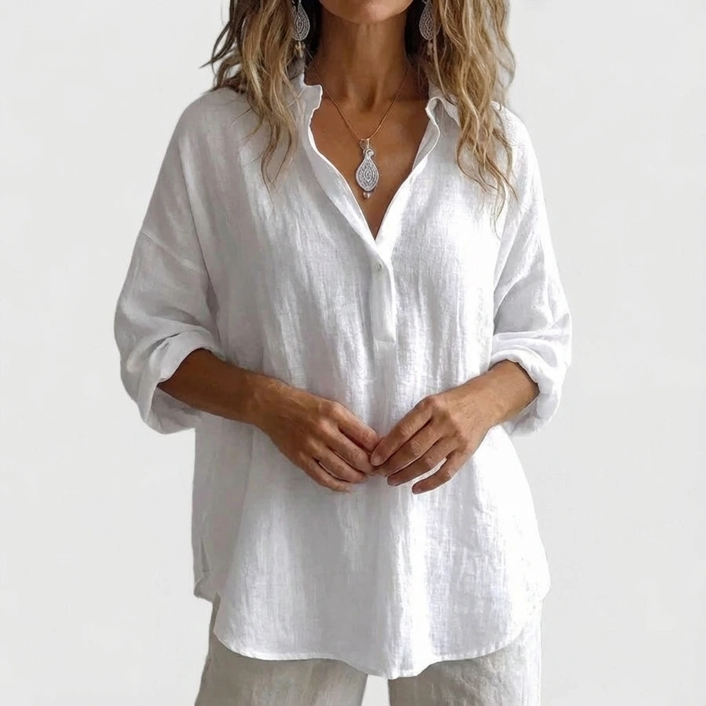 Relaxed Open Collar Blouse