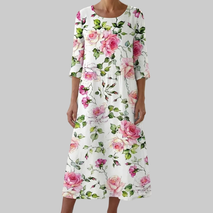 Women’s Floral Maxi Dress with 3/4 Sleeves
