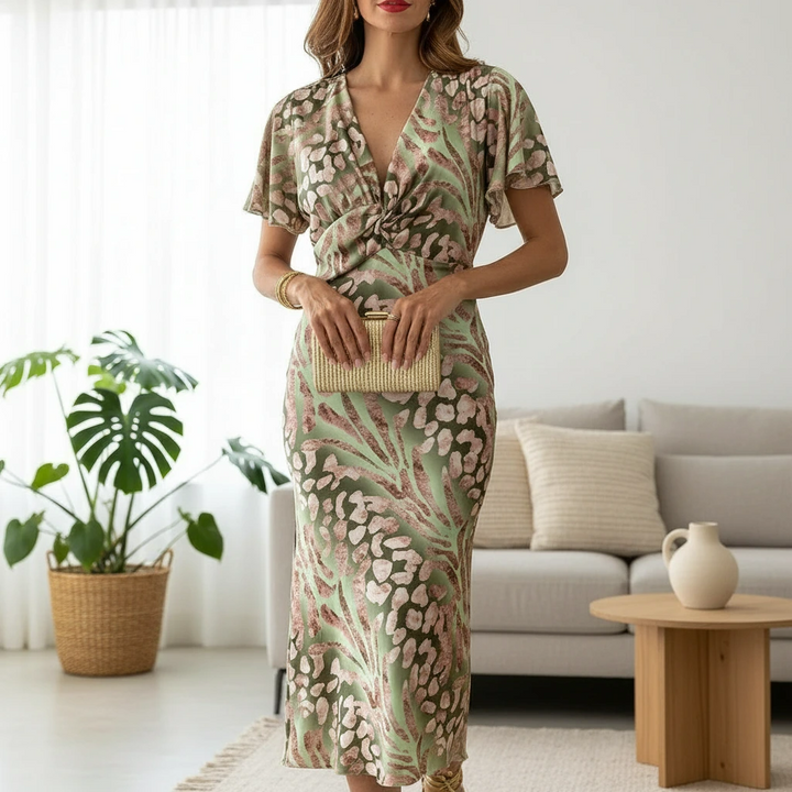 Elegant Wrap-Style Midi Dress