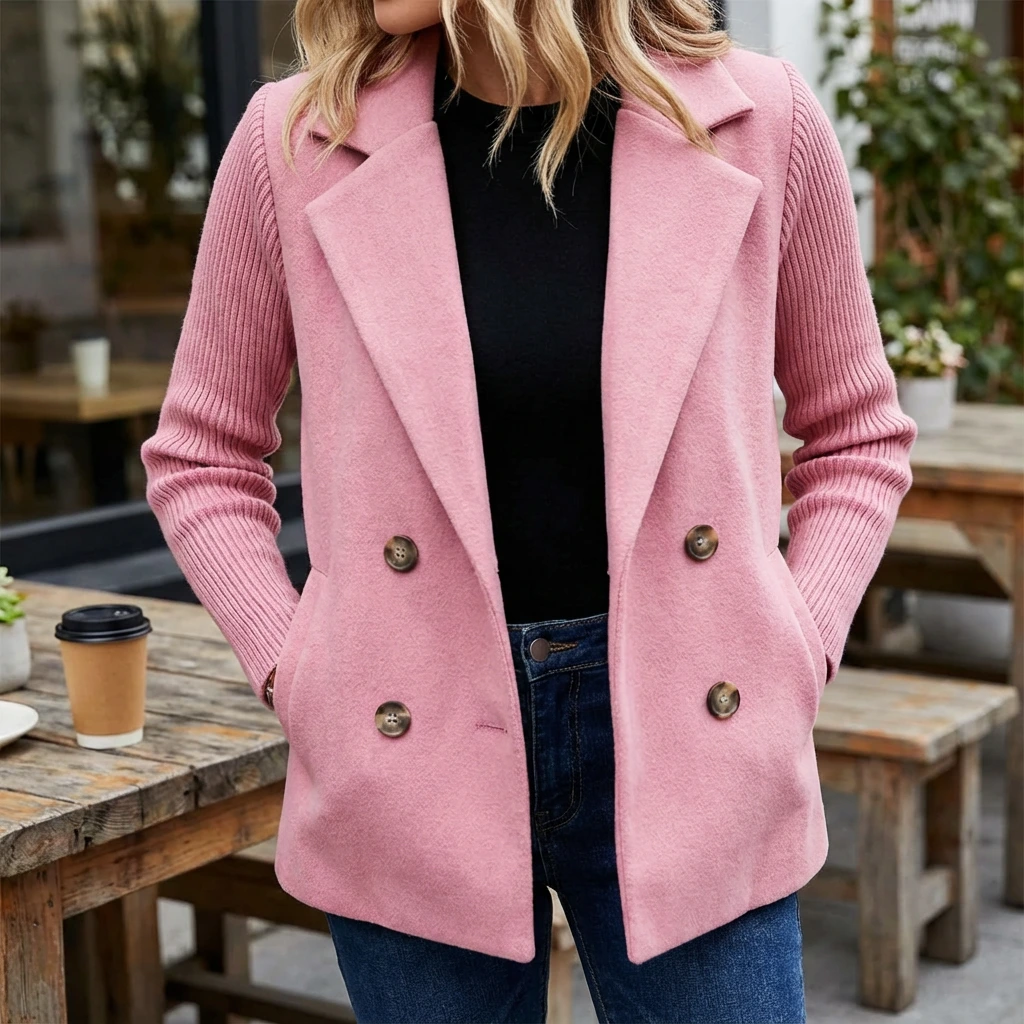 Knit Sleeve Tailored Blazer