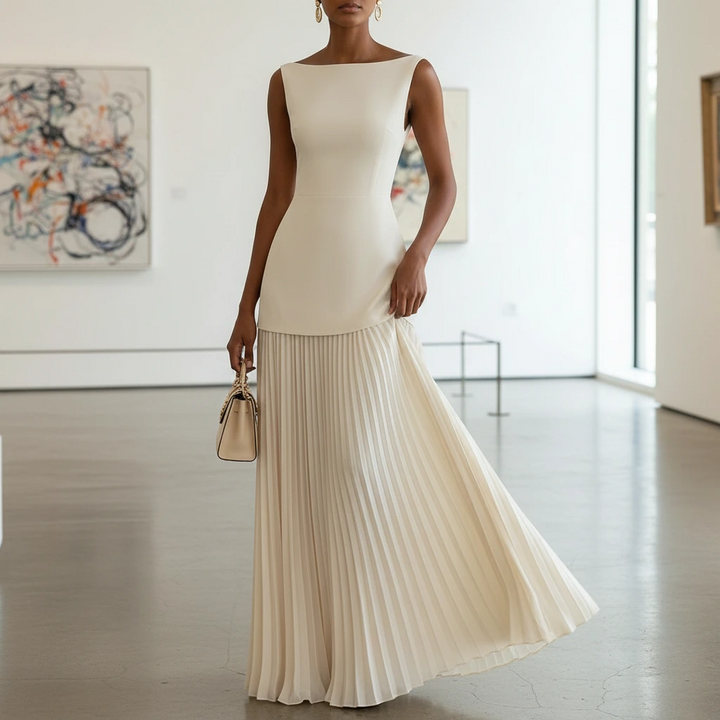 Pleated Elegance Evening Gown