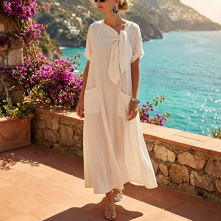 Flowy Tie-Front Maxi Dress