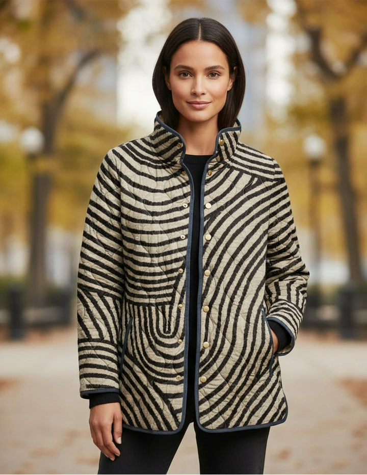 Patterned Quilted Snap Jacket