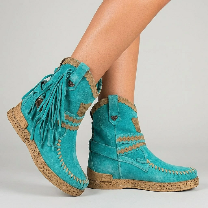 Solara | Women’s Boho Western Fringe Ankle Boots