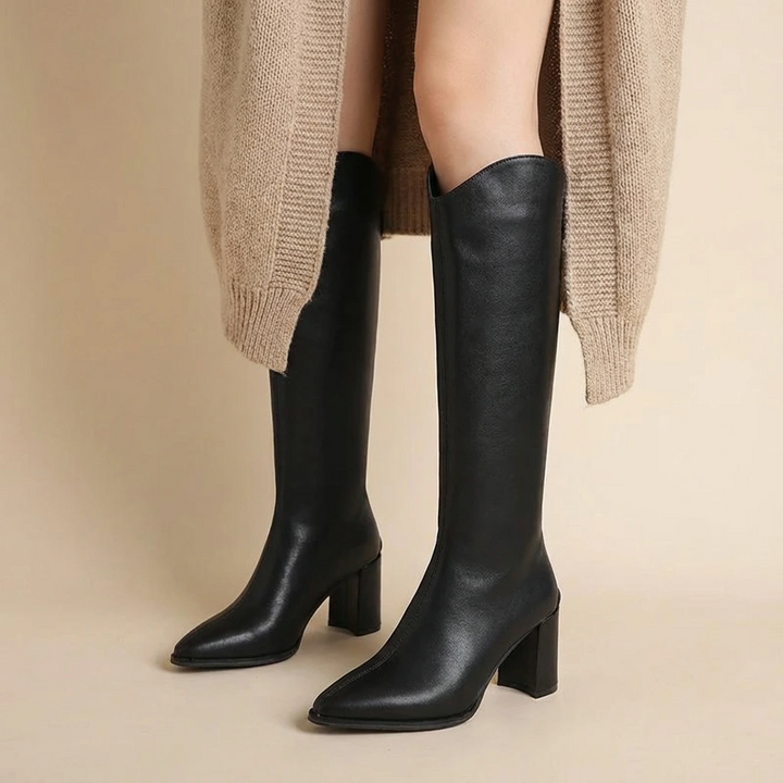 Sleek Knee-High Block Heel Orthopedic  Boots