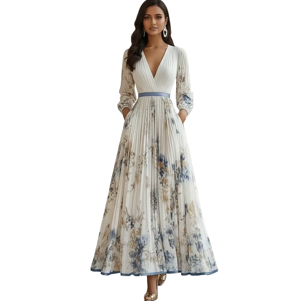 Aurelisse | Women’s Floral Pleated Maxi Wedding Guest Dress