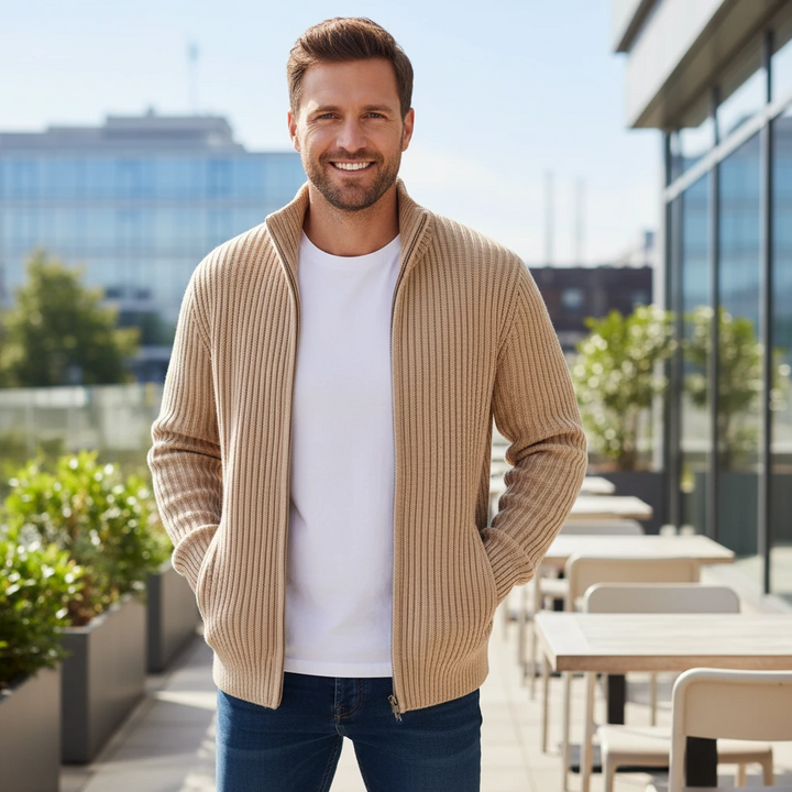 Men’s Ribbed Zip-Up Knit Jacket