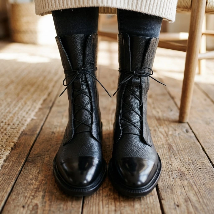 Lace-Up Mid-Calf Boots