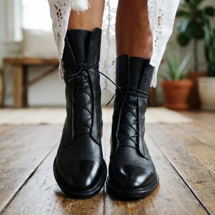 Lace-Up Mid-Calf Boots