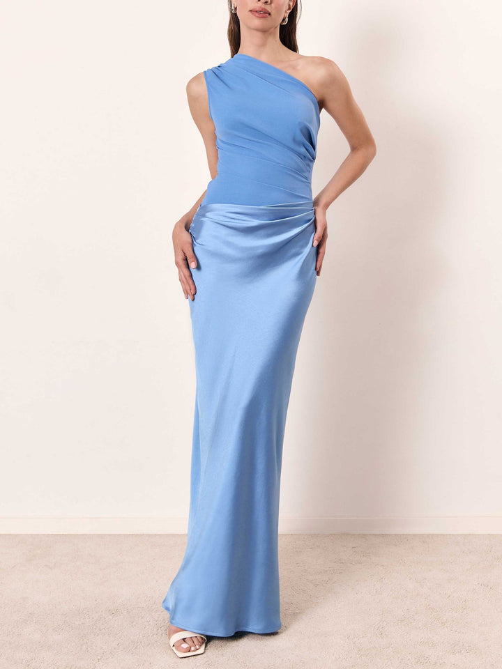 Serelisse | Women’s One Shoulder Pleated Maxi Wedding Guest Dress