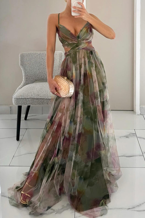 Amelina | Elegant Watercolor Evening Gown