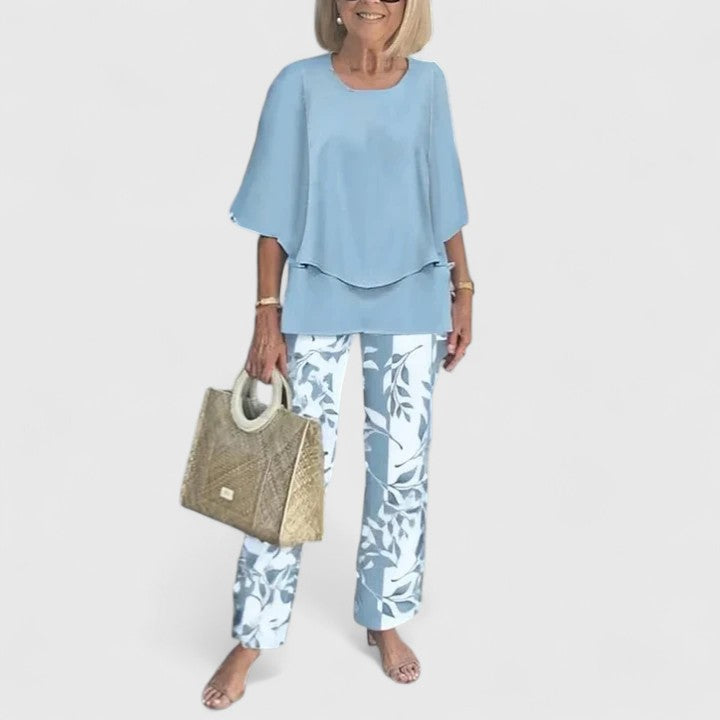 Evelyn | Women’s Layered Tunic &amp; Floral Trouser Co-Ord Set