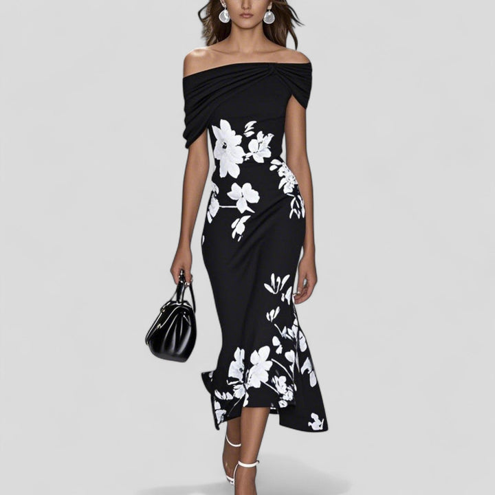 Camille | Women’s Abstract Print Relaxed-Drape Midi Dress