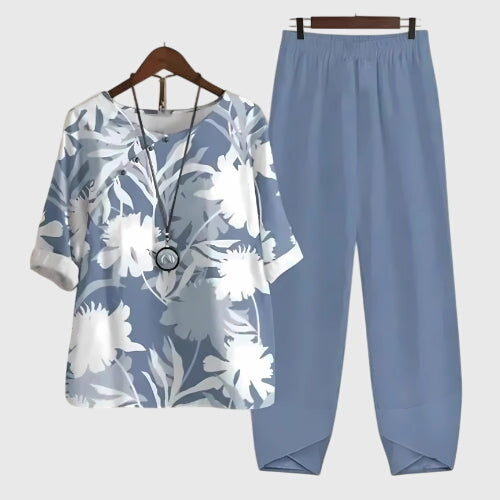 Mariposa | Women’s Motif Tunic &amp; Tapered Trouser Set