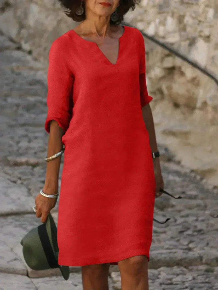 Relaxed V-Neck Midi Dress