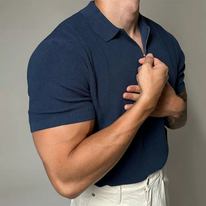Declan | Men’s Muscle-Fit Quarter-Zip Knit Polo