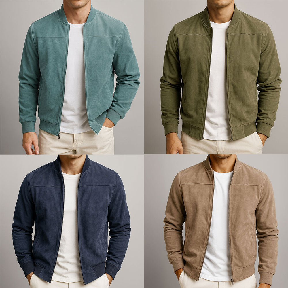 Harrison | Men’s Premium Micro-Suede Zip-Front Bomber Jacket