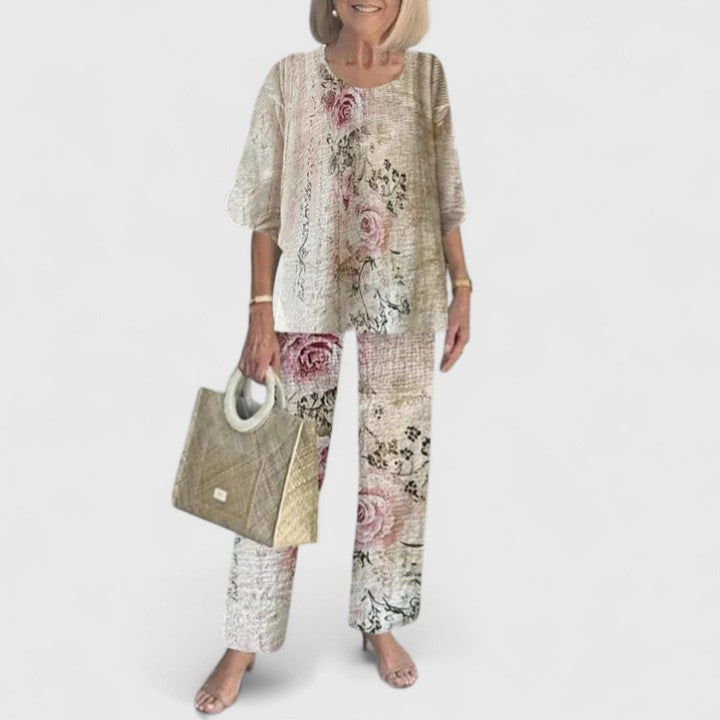 Evelyn | Women’s Layered Tunic &amp; Floral Trouser Co-Ord Set
