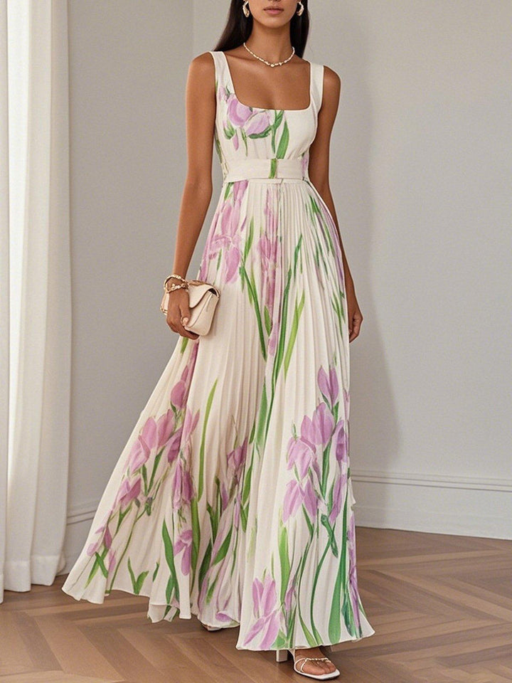 Elinora | Women’s Floral Pleated Wedding Guest Maxi Dress
