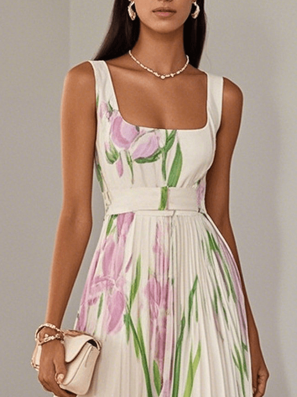 Elinora | Women’s Floral Pleated Wedding Guest Maxi Dress