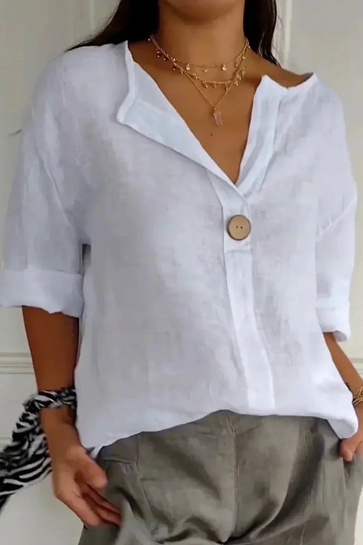 Evalora | Minimalist Single-Button Relaxed Blouse