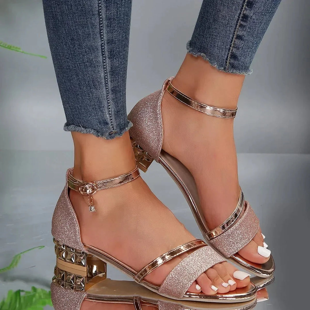 Celestine | Glitter Block-Heel Sandals