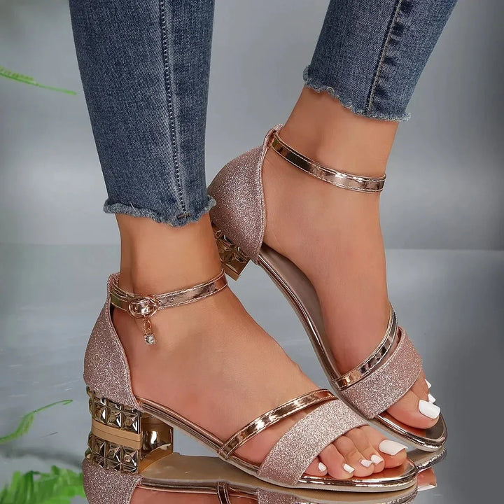 Celestine | Glitter Block-Heel Sandals