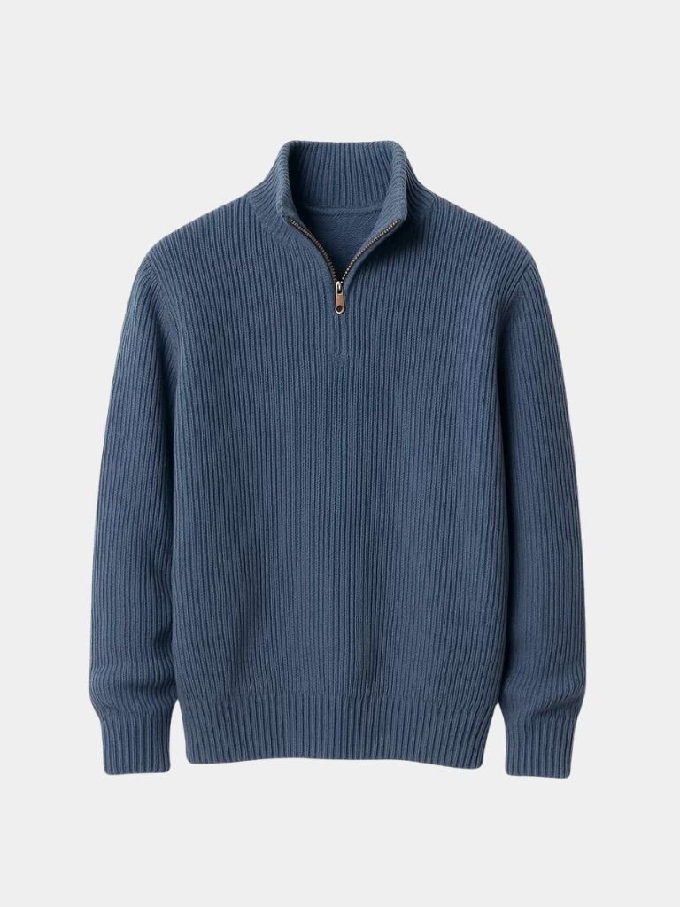 Ribbed Half-Zip Sweater