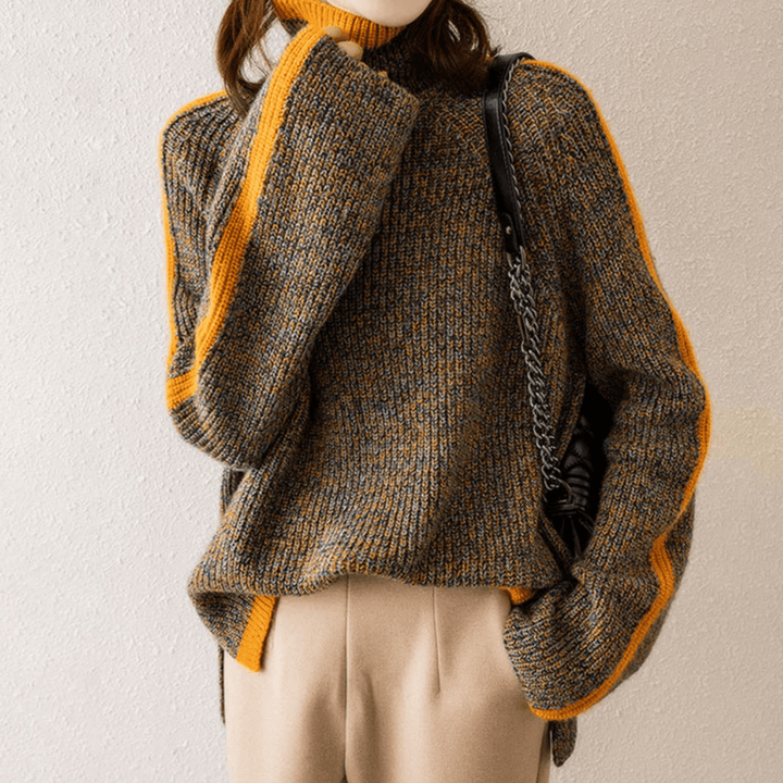 Norelle | Striped Oversized Turtleneck Sweater