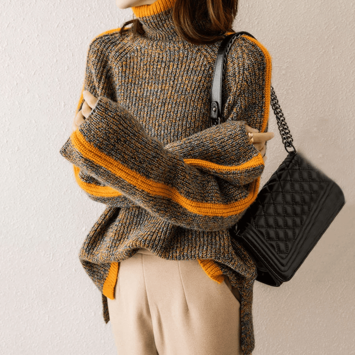 Norelle | Striped Oversized Turtleneck Sweater