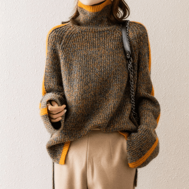Norelle | Striped Oversized Turtleneck Sweater