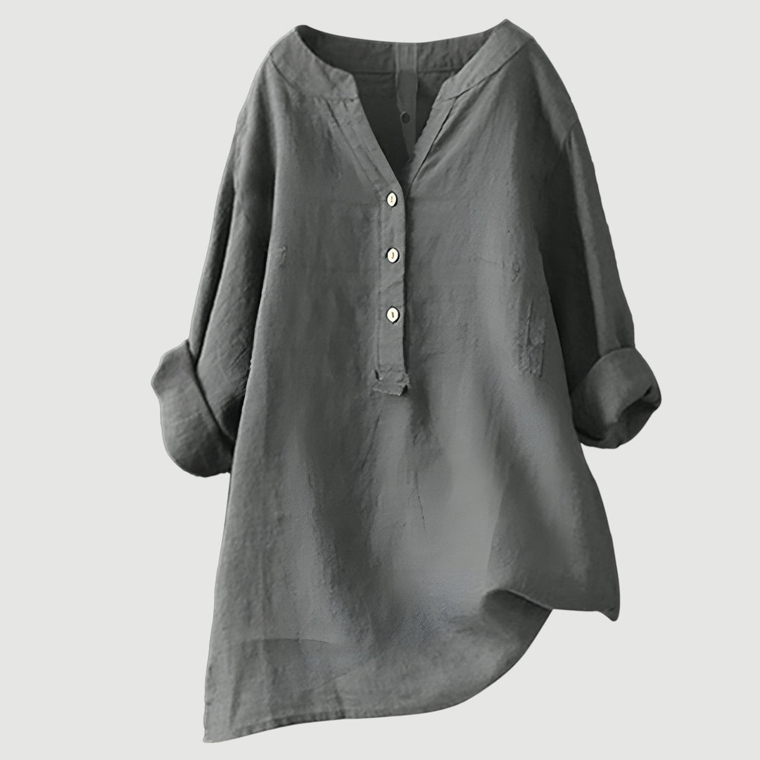 Rhea | Relaxed Button-Down Tunic Top