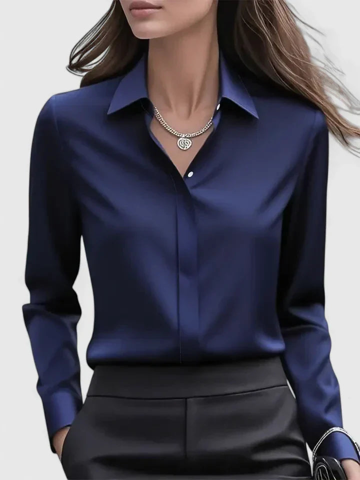 Bianca | Women’s Concealed Placket Fluid Button-Down Blouse
