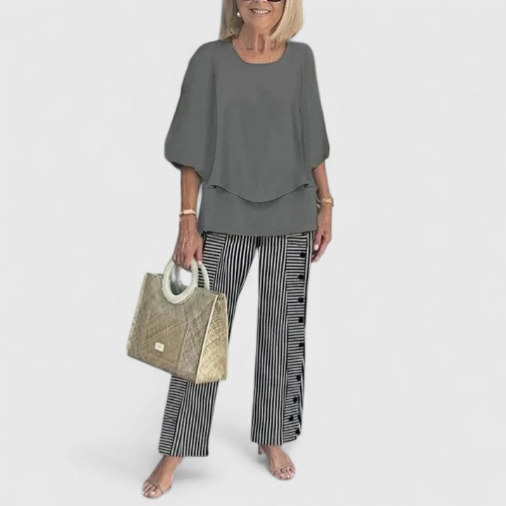 Evelyn | Women’s Layered Tunic &amp; Floral Trouser Co-Ord Set