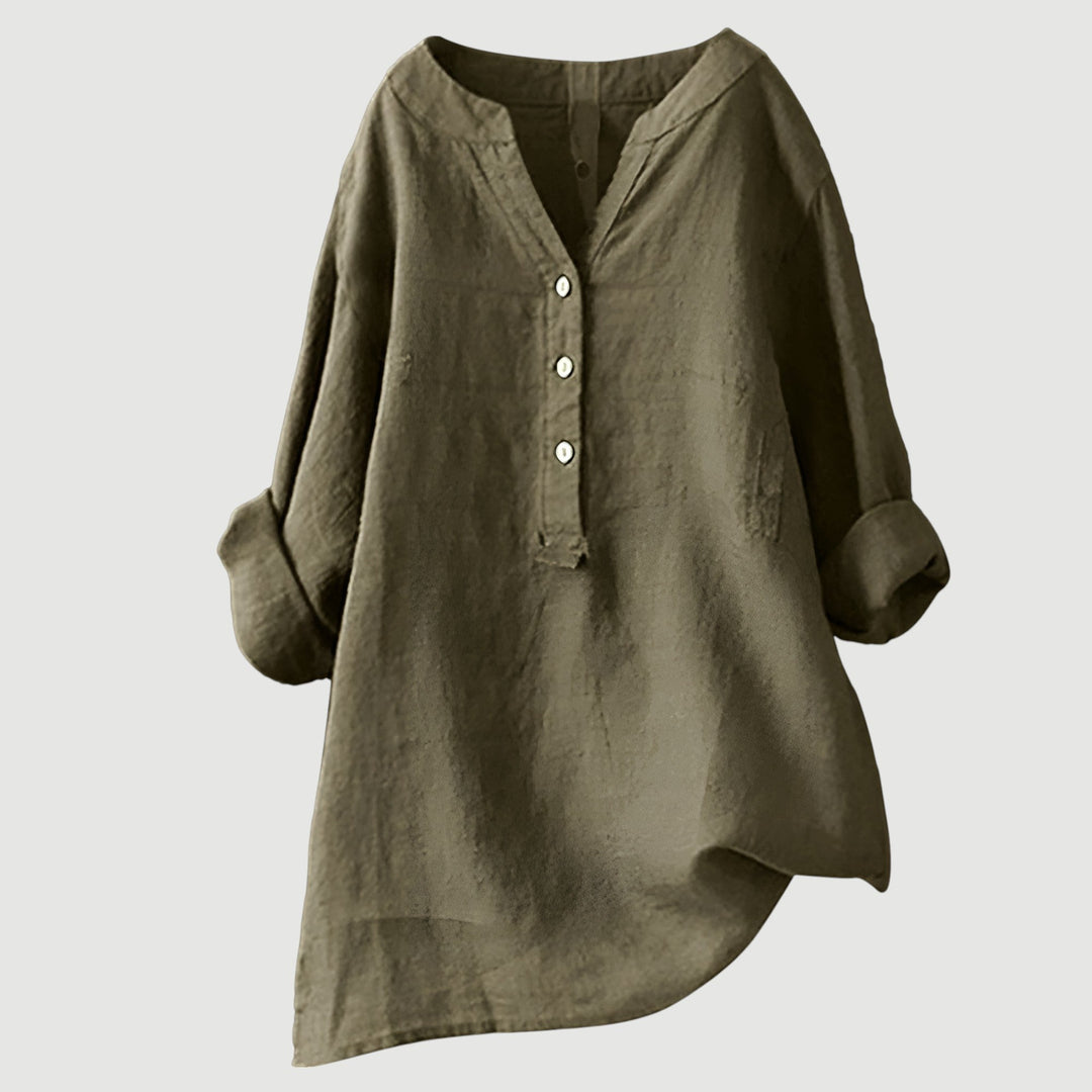 Rhea | Relaxed Button-Down Tunic Top