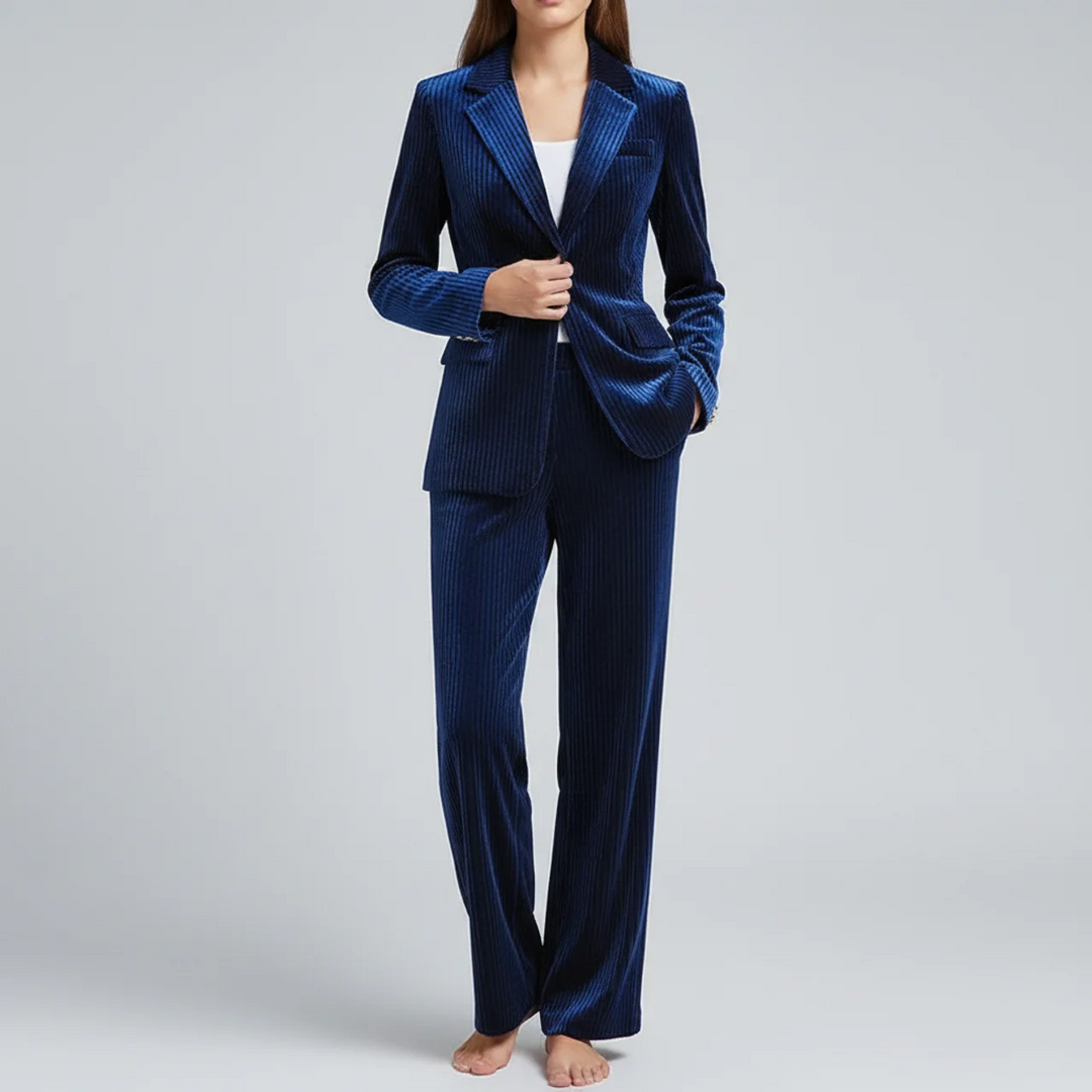 Ellie | Women’s Pinstripe Blazer and Straight Leg Pants Suit