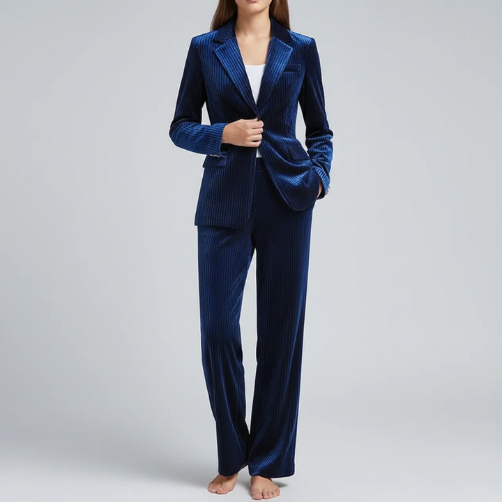 Ellie | Women’s Pinstripe Blazer and Straight Leg Pants Suit