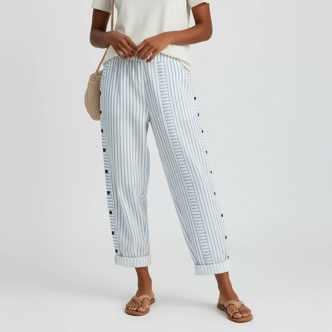 Marin | Women’s High-Waist Striped Straight-Leg Cropped Pants