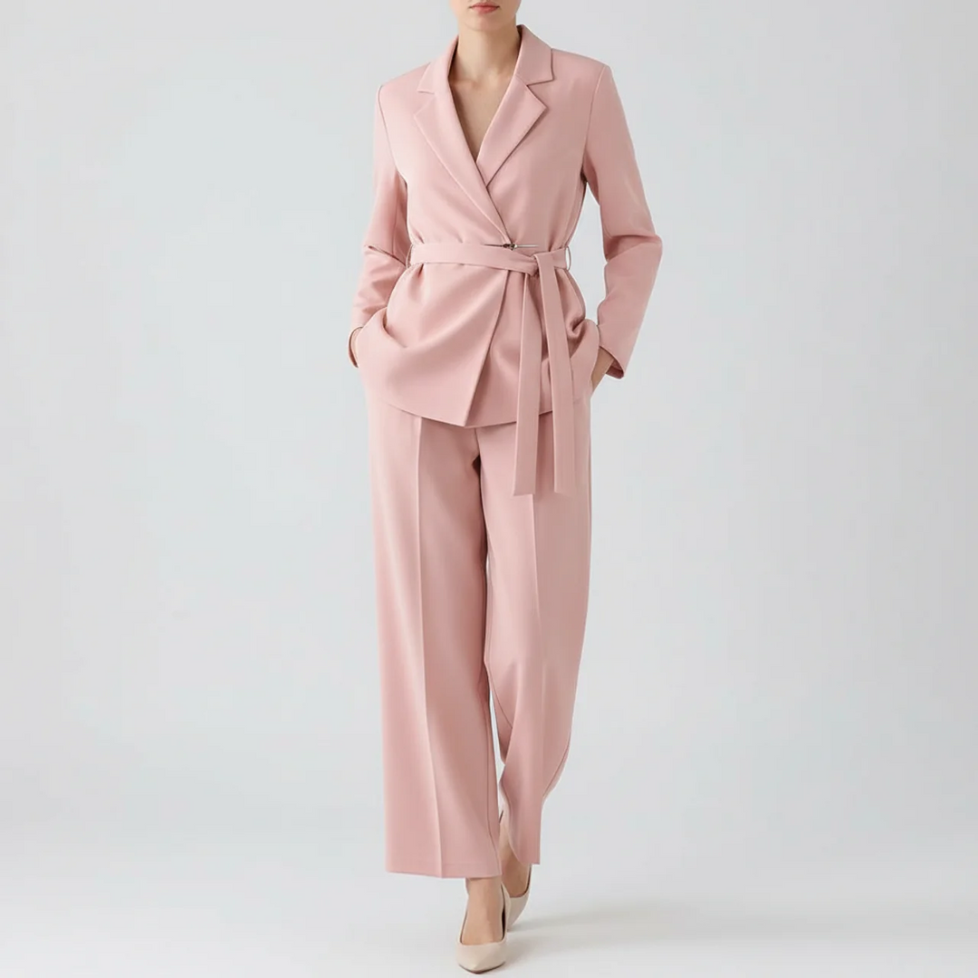 Sienna | Women’s Belted Blazer and Wide Leg Pants Suit