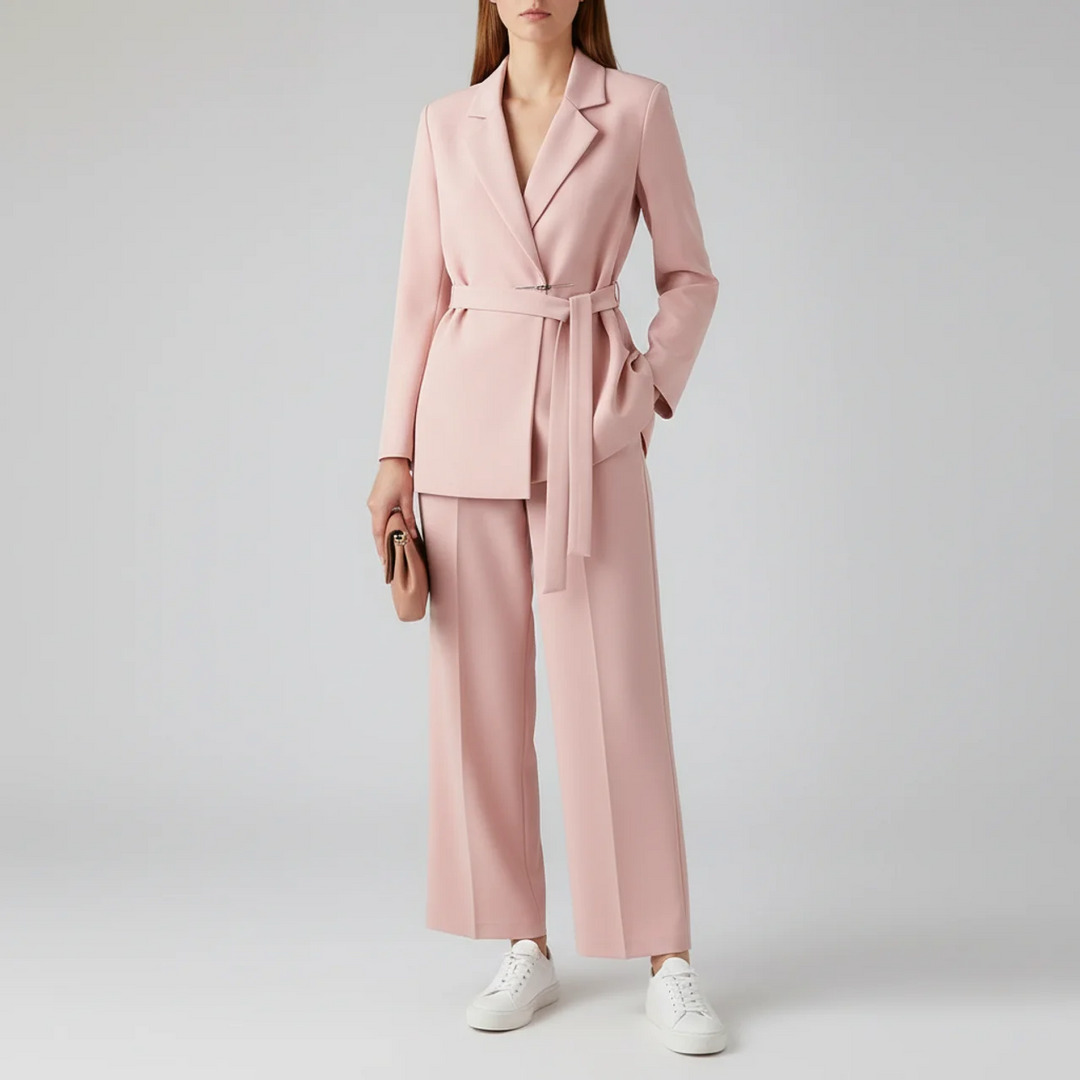 Sienna | Women’s Belted Blazer and Wide Leg Pants Suit