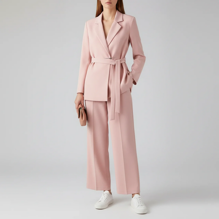Sienna | Women’s Belted Blazer and Wide Leg Pants Suit